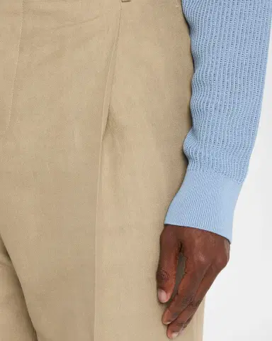 Ferragamo Men's Linen Blend Straight-Leg Pleated Trousers | Thumbnail 5 Ferragamo Men's Linen Blend Straight-Leg Pleated Trousers | Thumbnail 5