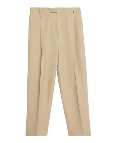 Ferragamo Men's Linen Blend Straight-Leg Pleated Trousers | Thumbnail 1 Ferragamo Men's Linen Blend Straight-Leg Pleated Trousers | Thumbnail 1