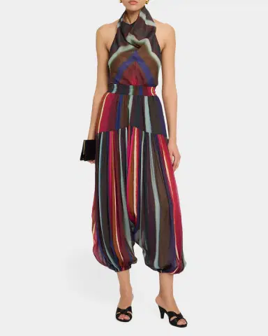 Christopher John Rogers Louie Stripe Cowl Halter Top | Thumbnail 2