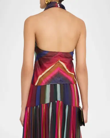 Christopher John Rogers Louie Stripe Cowl Halter Top | Thumbnail 3