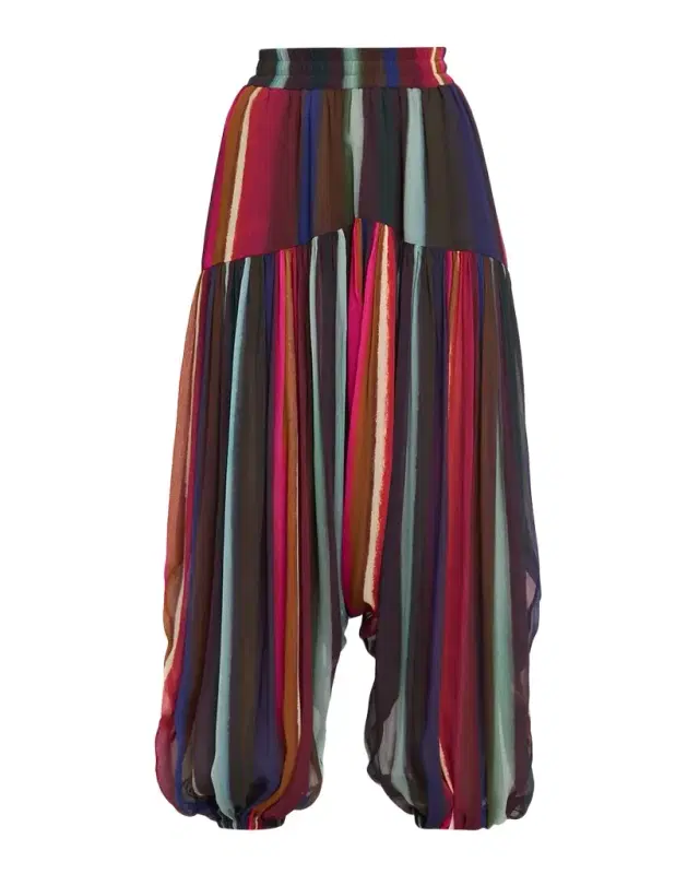 CHRISTOPHER JOHN ROGERS Louie Stripe Plisse Balloon-Leg Pants
