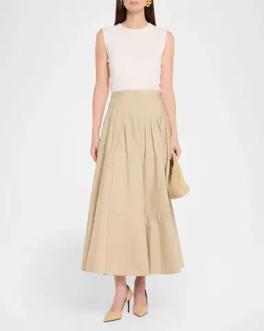 Max Mara Studio Opera Pleated Cotton Poplin Maxi Skirt | Thumbnail 2 Max Mara Studio Opera Pleated Cotton Poplin Maxi Skirt | Thumbnail 2