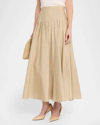 Max Mara Studio Opera Pleated Cotton Poplin Maxi Skirt | Thumbnail 4 Max Mara Studio Opera Pleated Cotton Poplin Maxi Skirt | Thumbnail 4