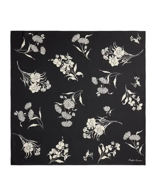 Ralph Lauren Collection Wild Rose Floral Silk Scarf