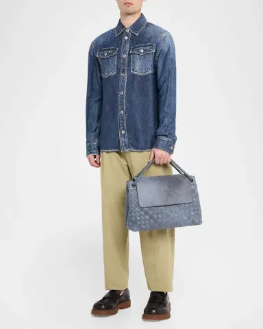 Bottega Veneta Men's Andiamo Intrecciato Suede Messenger Bag | Thumbnail 5 Bottega Veneta Men's Andiamo Intrecciato Suede Messenger Bag | Thumbnail 5