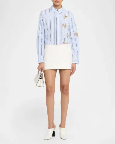 Dice Kayek Butterfly Embroidered Striped Cotton Button-Down Shirt | Thumbnail 2 Dice Kayek Butterfly Embroidered Striped Cotton Button-Down Shirt | Thumbnail 2
