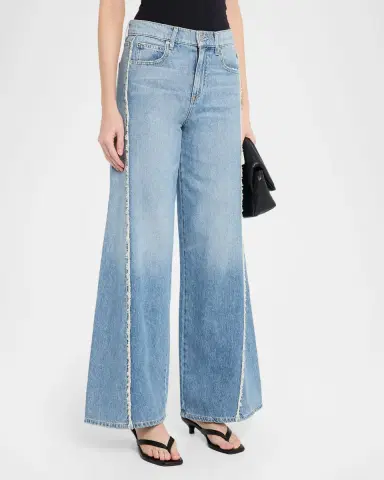 LE JEAN Joss Wide-Leg Frayed Jeans | Thumbnail 3