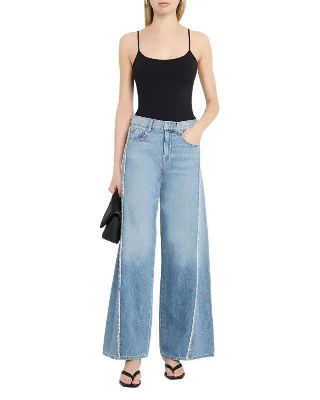 Joss Wide-Leg Frayed Jeans
