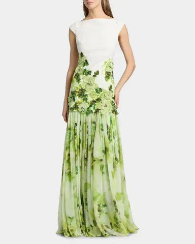 BADGLEY MISCHKA Floral Print Dropwaist Sheath Gown | Thumbnail 2