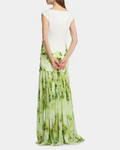 BADGLEY MISCHKA Floral Print Dropwaist Sheath Gown | Thumbnail 3