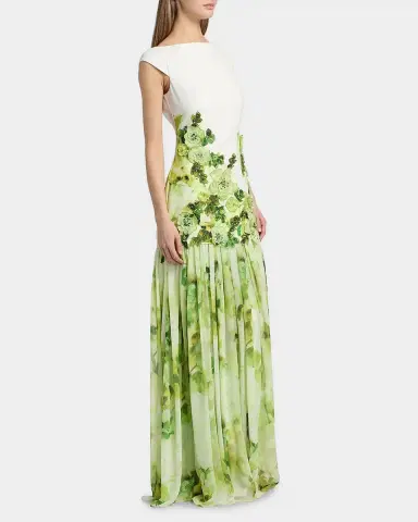 BADGLEY MISCHKA Floral Print Dropwaist Sheath Gown | Thumbnail 7