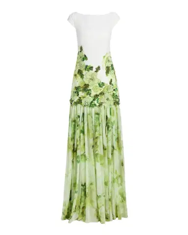 BADGLEY MISCHKA Floral Print Dropwaist Sheath Gown | Thumbnail 1