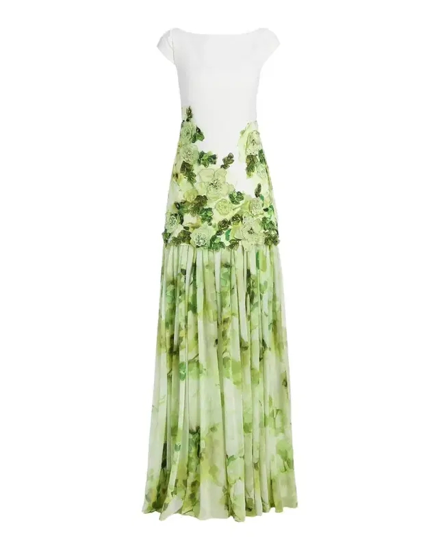 Floral Print Dropwaist Sheath Gown