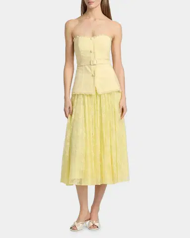 Badgley Mischka Tweed Lace Peplum Midi Dress | Thumbnail 3 Badgley Mischka Tweed Lace Peplum Midi Dress | Thumbnail 3