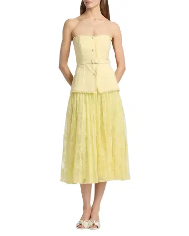 Badgley Mischka Tweed Lace Peplum Midi Dress | Thumbnail 1 Badgley Mischka Tweed Lace Peplum Midi Dress | Thumbnail 1