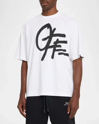 Off-White Men's Graffiti Logo Cotton Crewneck T-Shirt | Thumbnail 4 Off-White Men's Graffiti Logo Cotton Crewneck T-Shirt | Thumbnail 4