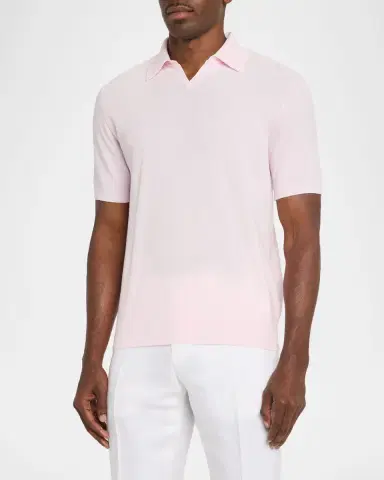 Boglioli Men's Cotton Knit Johnny Collar Polo Shirt | Thumbnail 4