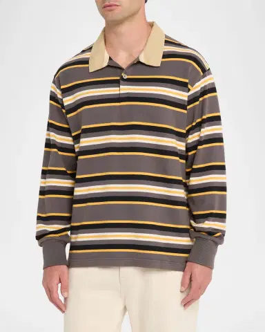 Sanderlak Men's Rugby Striped Polo Shirt | Thumbnail 4 Sanderlak Men's Rugby Striped Polo Shirt | Thumbnail 4