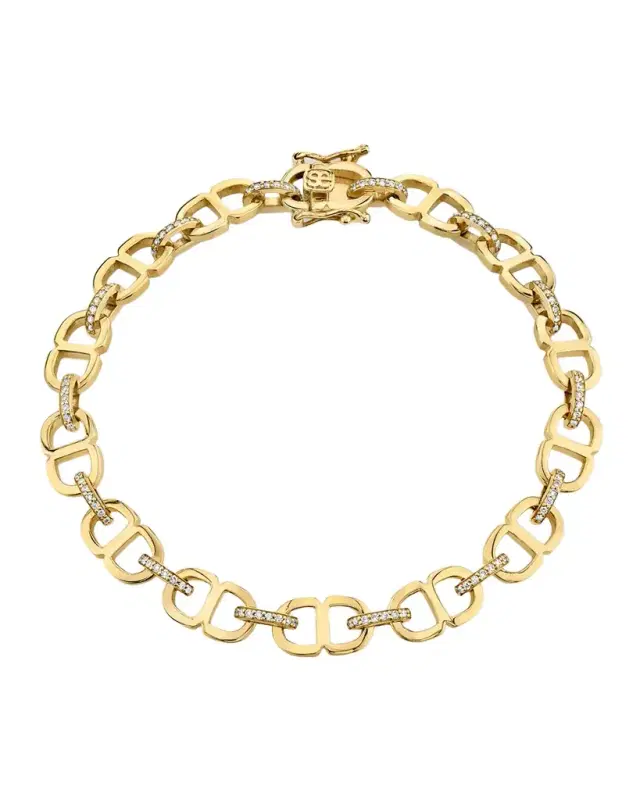 14K Yellow Gold Small Love Link Bracelet with Diamonds