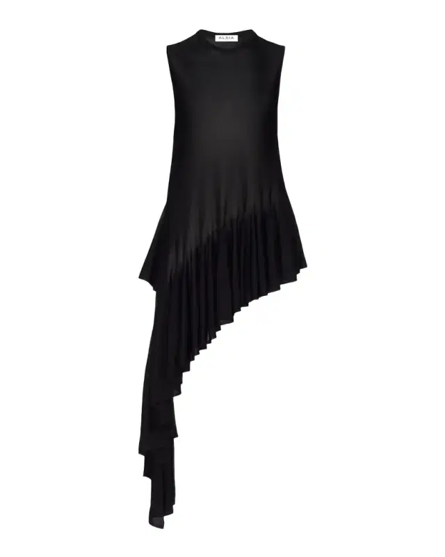 ALAIA Asymmetric Godet Sleeveless Top