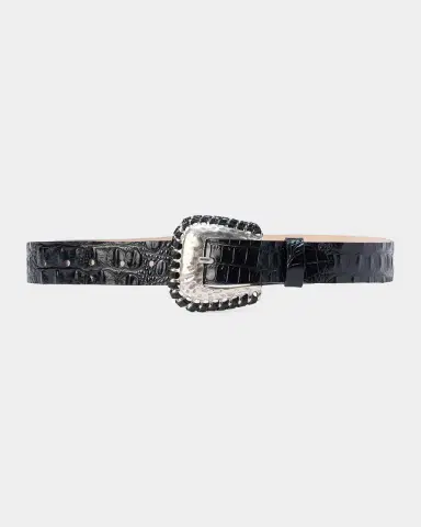 L'Agence Brisa Croc-Embossed Leather Belt | Thumbnail 3 L'Agence Brisa Croc-Embossed Leather Belt | Thumbnail 3