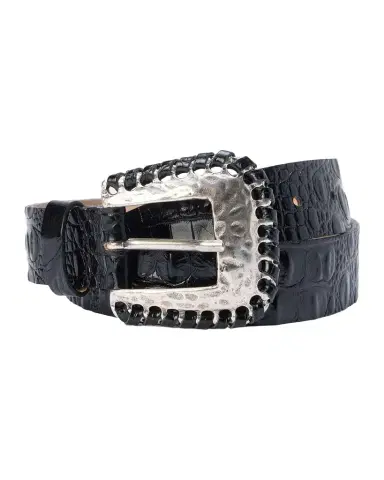 L'Agence Brisa Croc-Embossed Leather Belt | Thumbnail 1 L'Agence Brisa Croc-Embossed Leather Belt | Thumbnail 1