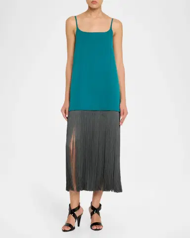 Alaïa Fringe Poplin Maxi Slip Dress | Thumbnail 2 Alaïa Fringe Poplin Maxi Slip Dress | Thumbnail 2