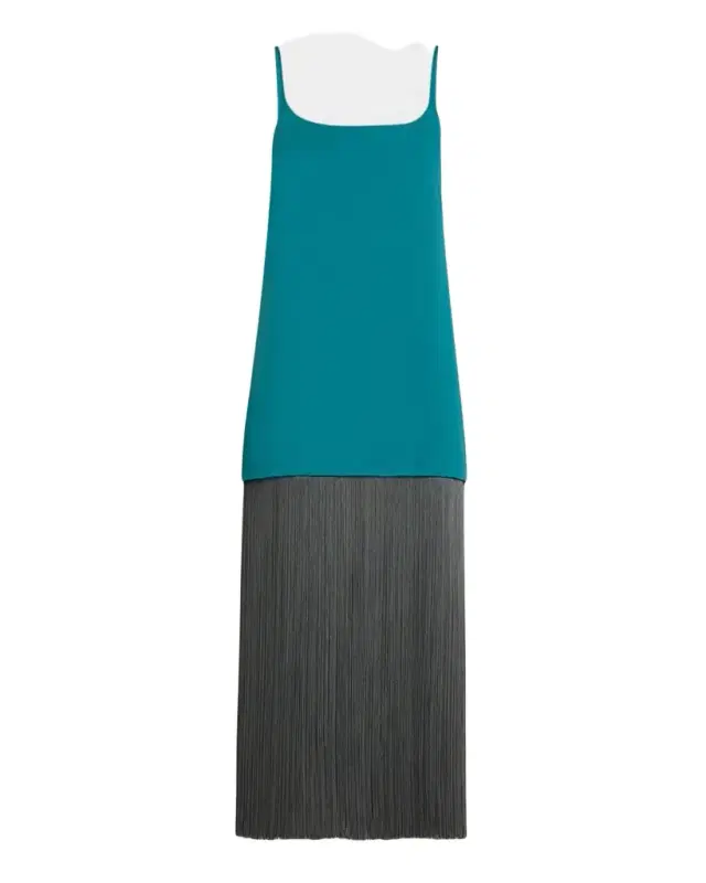 Fringe Poplin Maxi Slip Dress