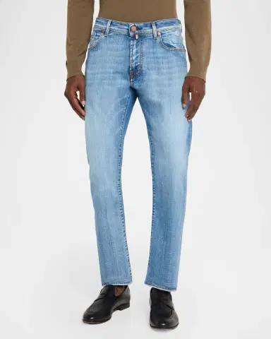 Jacob Cohen Men's Slim Stretch Faded Light-Wash Denim Jeans | Thumbnail 4 Jacob Cohen Men's Slim Stretch Faded Light-Wash Denim Jeans | Thumbnail 4