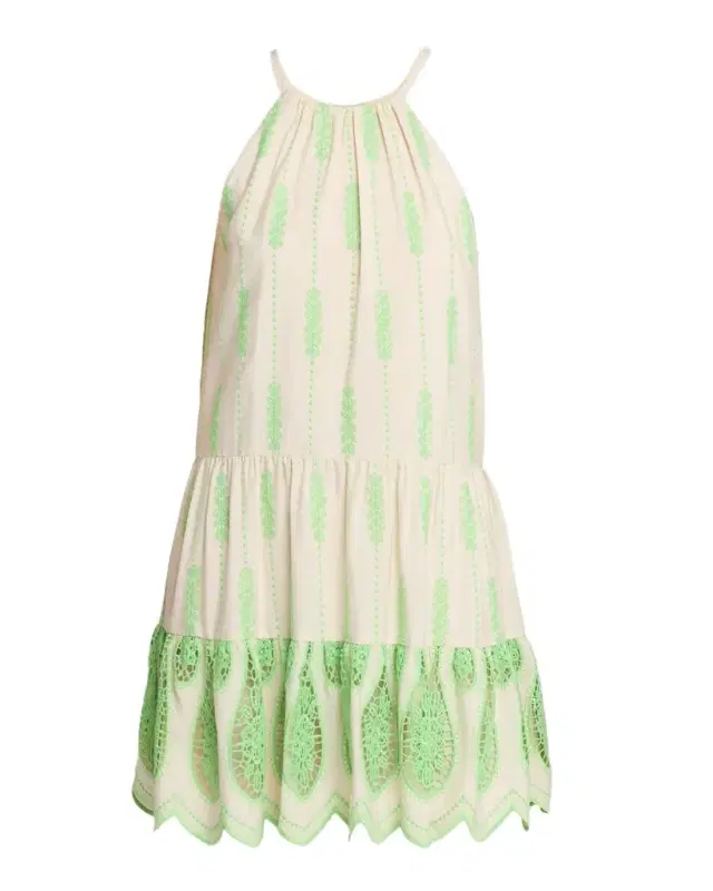Kaelyn Embroidered High-Neck Mini Dress