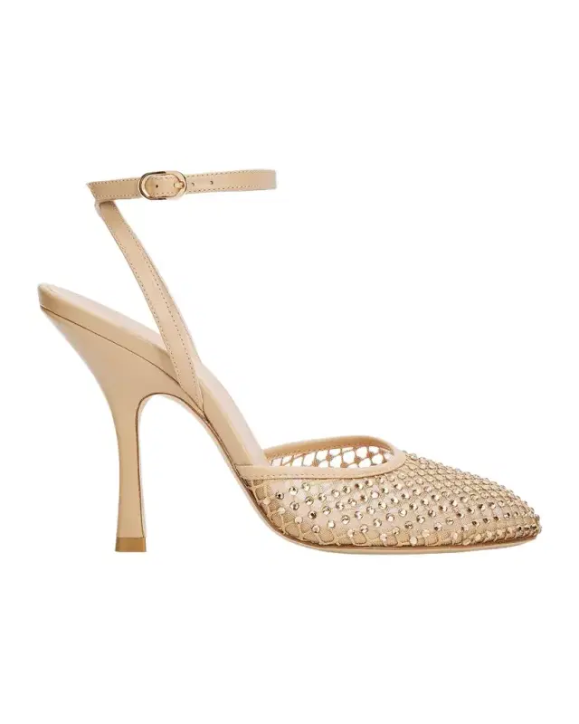 8mm Bareitall Shine Mesh and Leather Pumps