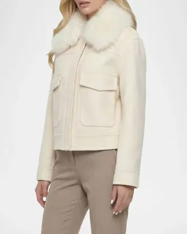 Gorski Cashmere And Wool Jacket With Detachable Goat Shearling Collar | Thumbnail 4 Gorski Cashmere And Wool Jacket With Detachable Goat Shearling Collar | Thumbnail 4