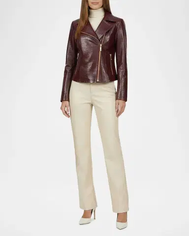 Gorski Select Leather Croco-Embossed Moto Jacket | Thumbnail 2