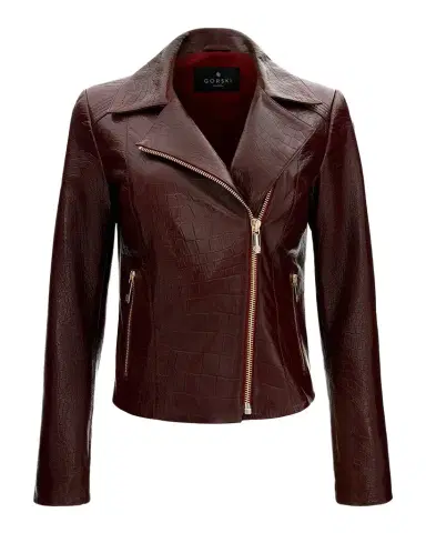 Gorski Select Leather Croco-Embossed Moto Jacket | Thumbnail 1