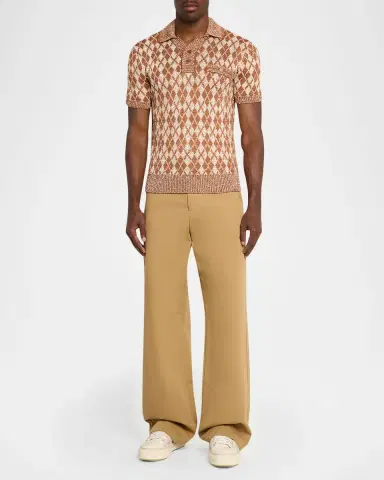 AMIRI Men's Argyle Short-Sleeve Polo Sweater | Thumbnail 2 AMIRI Men's Argyle Short-Sleeve Polo Sweater | Thumbnail 2