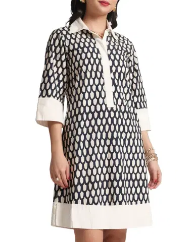Frances Valentine Tracey Loop-Print Cotton Mini Dress | Thumbnail 1