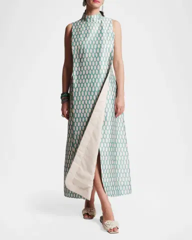 Frances Valentine Carlyle Layered Scallop-Print Maxi Dress | Thumbnail 3