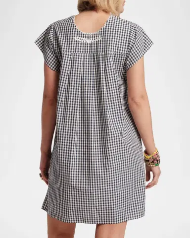 Frances Valentine Camila Embroidered Gingham Cotton Mini Dress | Thumbnail 3