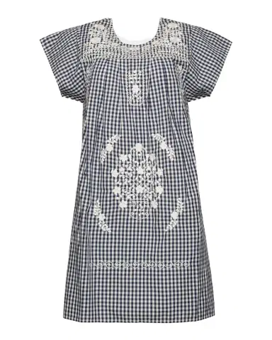 Frances Valentine Camila Embroidered Gingham Cotton Mini Dress | Thumbnail 1