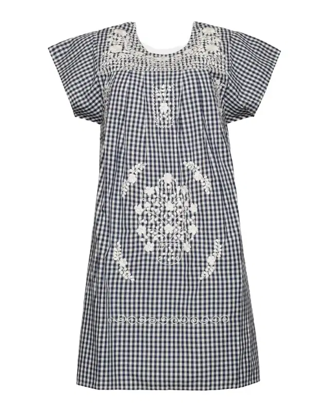 Frances Valentine Camila Embroidered Gingham Cotton Mini Dress