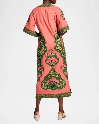 Frances Valentine Delightful Embroidered Floral-Print Midi Dress | Thumbnail 2 Frances Valentine Delightful Embroidered Floral-Print Midi Dress | Thumbnail 2
