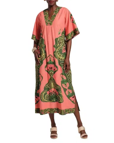 Frances Valentine Delightful Embroidered Floral-Print Midi Dress | Thumbnail 1 Frances Valentine Delightful Embroidered Floral-Print Midi Dress | Thumbnail 1