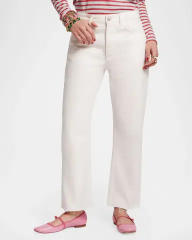 Frances Valentine Andy Cropped Frayed-Hem Cotton Denim Jeans | Thumbnail 2 Frances Valentine Andy Cropped Frayed-Hem Cotton Denim Jeans | Thumbnail 2