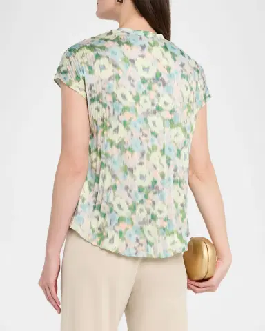 Vince Pleated Painted Garden V-Neck Top | Thumbnail 3 Vince Pleated Painted Garden V-Neck Top | Thumbnail 3