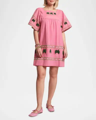 Frances Valentine Picnic Palm-Embroidered Mini Shift Dress | Thumbnail 2 Frances Valentine Picnic Palm-Embroidered Mini Shift Dress | Thumbnail 2