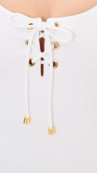 Stylest Dreamculpt Lace Up Square Neck One Piece Blanc | Thumbnail 6 Stylest Dreamculpt Lace Up Square Neck One Piece Blanc | Thumbnail 6