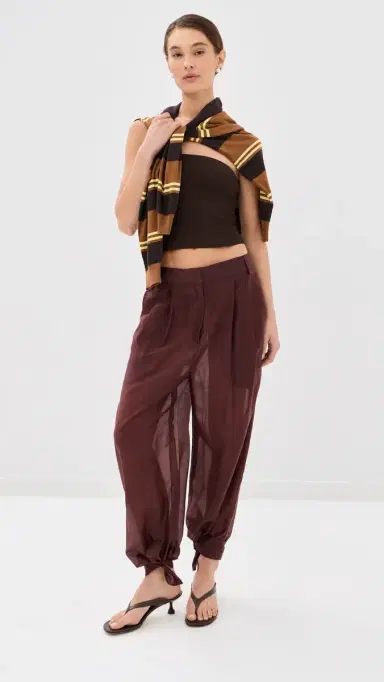 Tibi Summer Voile Stella Pants Russet Brown 4 | Thumbnail 2