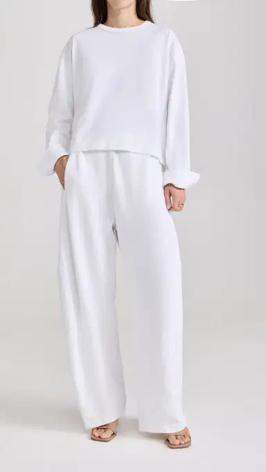 Tibi Petite Summer Sweatshirting Winslow Pants White L | Thumbnail 5