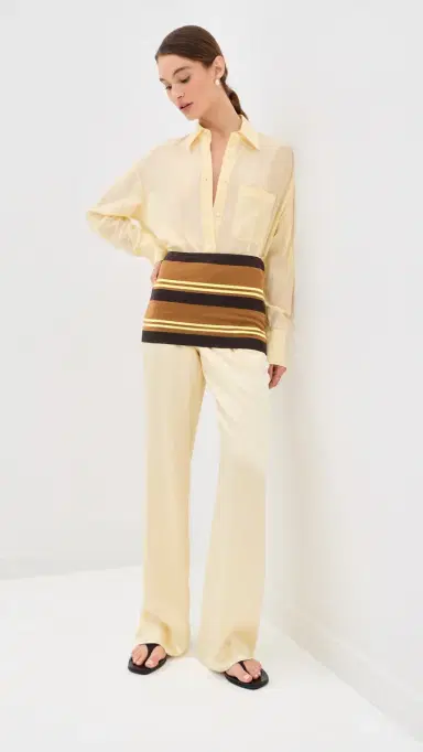 Tibi Super Fine Gauge Striped Perfect Tube Top Brown ulti | Thumbnail 6