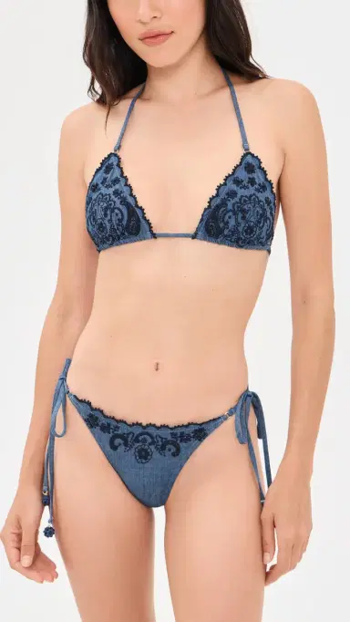Zimmermann Aster Denim Embroidery Bikini Set | Thumbnail 2 Zimmermann Aster Denim Embroidery Bikini Set | Thumbnail 2